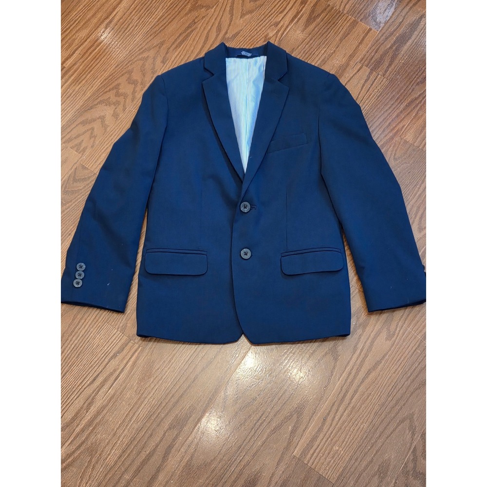 IZOD Kids Navy Blue Blazer Jacket Two Button Front‎ Pinstripe Lining Size S